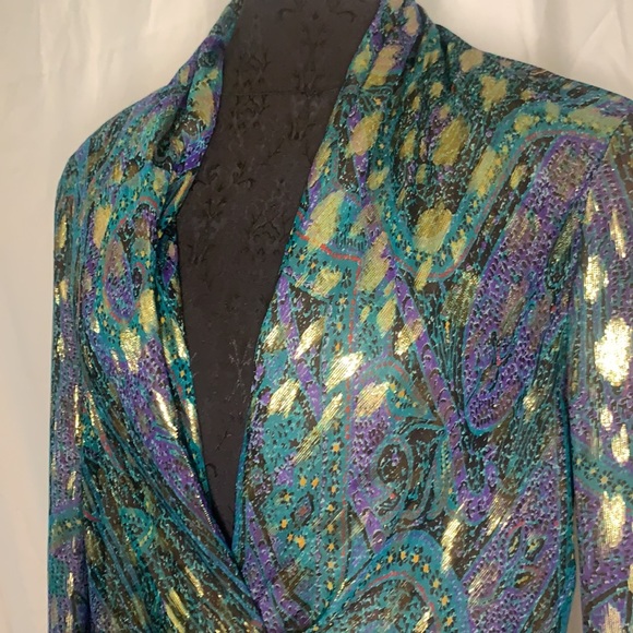 Vintage CARLISLE silk metallic blouse jacket - Picture 2 of 10